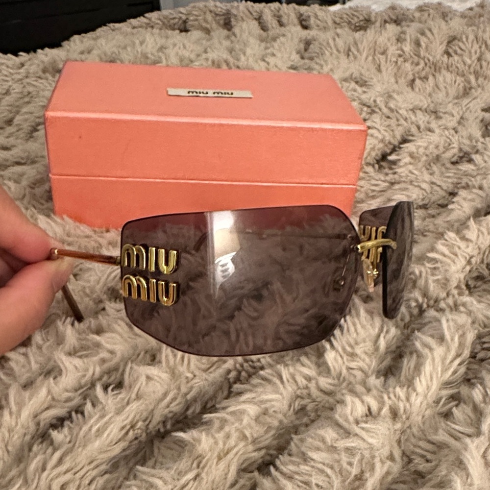 Miu Miu Gold and Brown Sunglasses